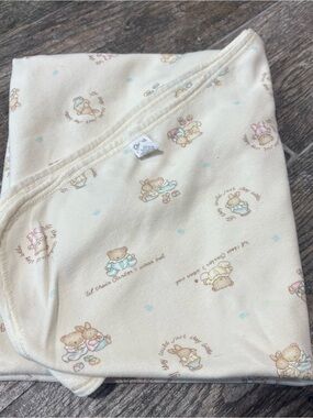 VTG Carter's Classic Cotton Baby Blanket Til Their Carters Wear Out Bunny Teddy